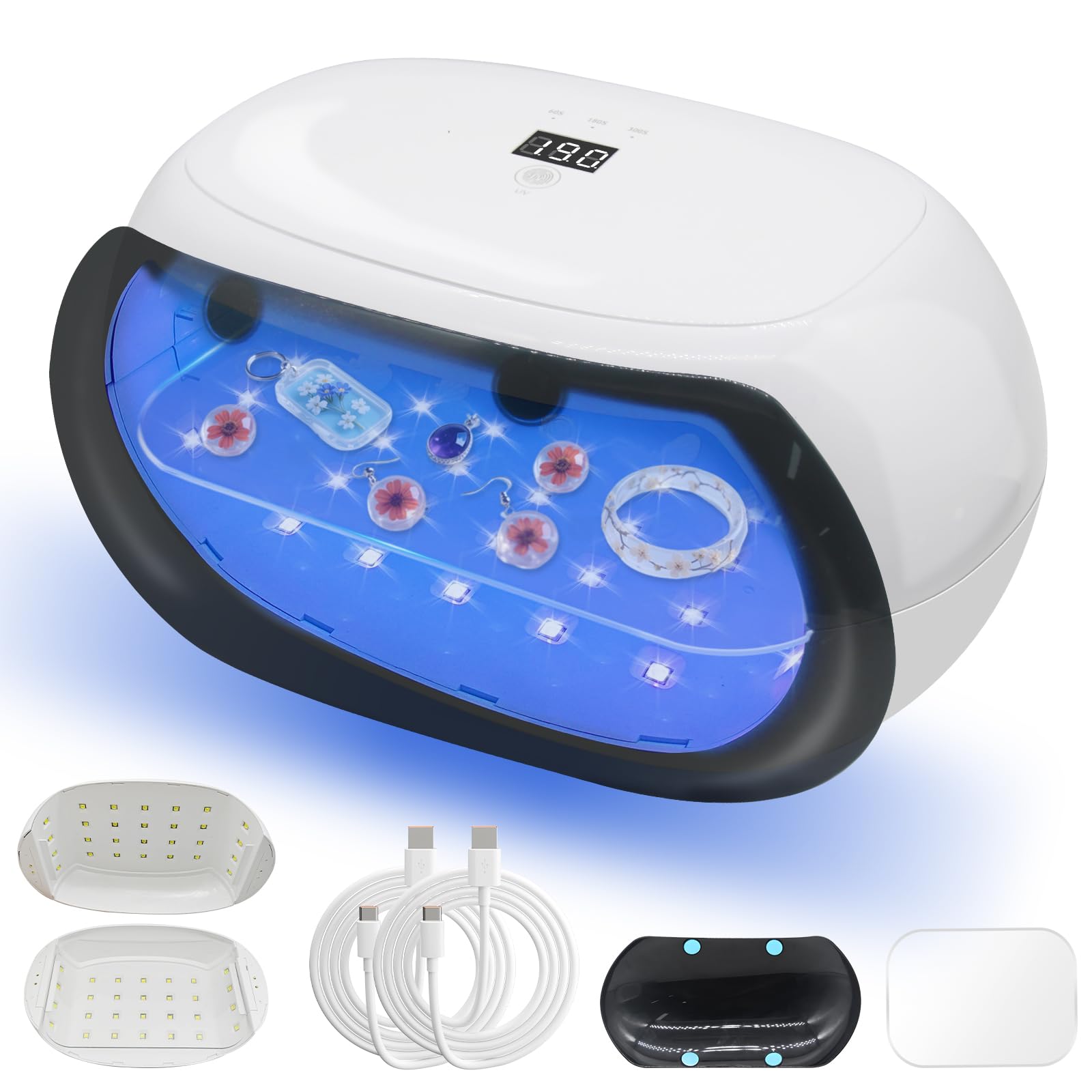 Amazon.co.jp: 超強力 60W UV レジン ライト 2合1 両面UVランプ